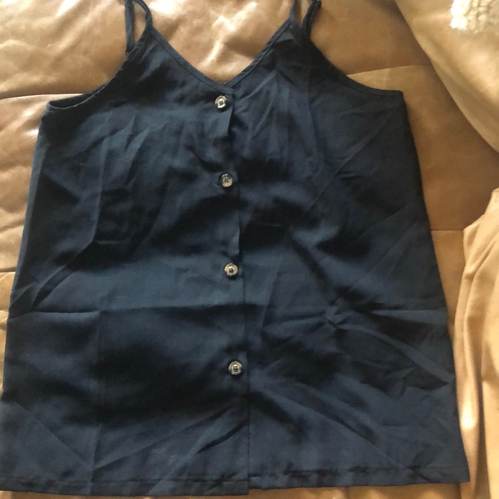 Strappy Black Button up Top NWOT